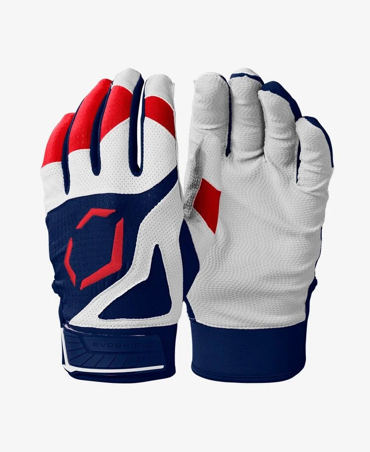 EVOSHIELD SRZ-1™ BATTING GLOVES- NAVY/SCARLET