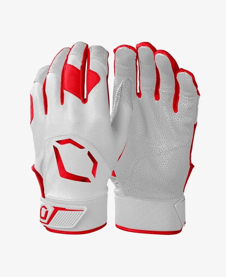 EVOSHIELD STANDOUT BATTING GLOVES- WHITE/RED