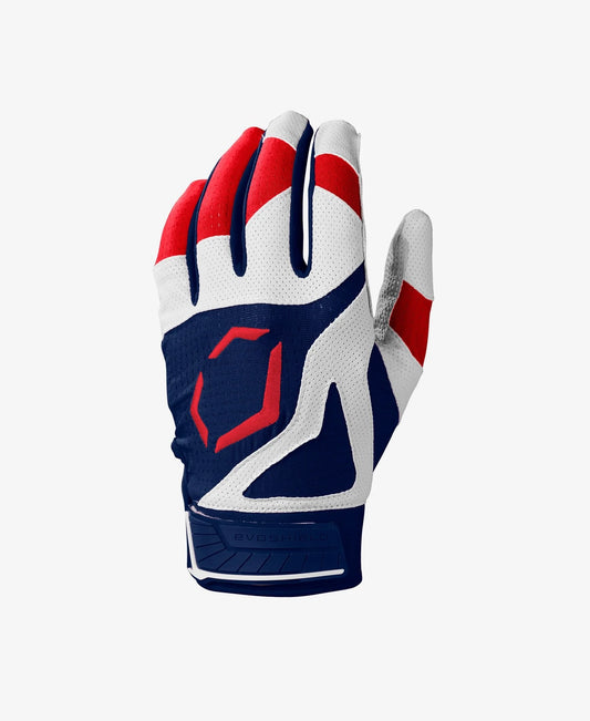 EVOSHIELD SRZ-1™ BATTING GLOVES- NAVY/SCARLET