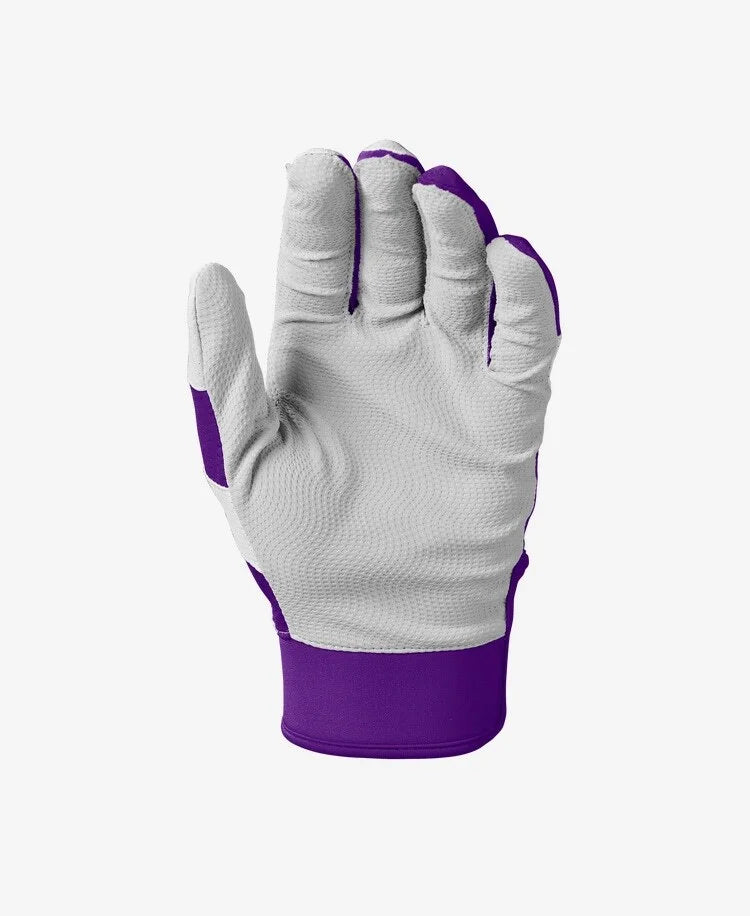 EvoShield SRZ-1 Adult Batting Gloves - Purple Medium Size With Synthetic Palm & Mesh Back