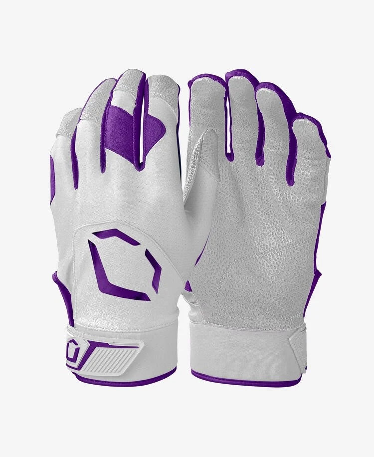 EVOSHIELD STANDOUT BATTING GLOVES- WHITE/PURPLE