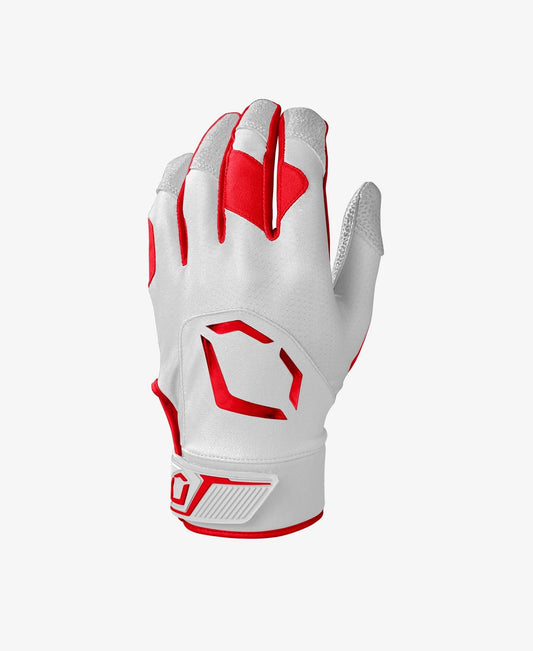 EVOSHIELD STANDOUT BATTING GLOVES- WHITE/RED